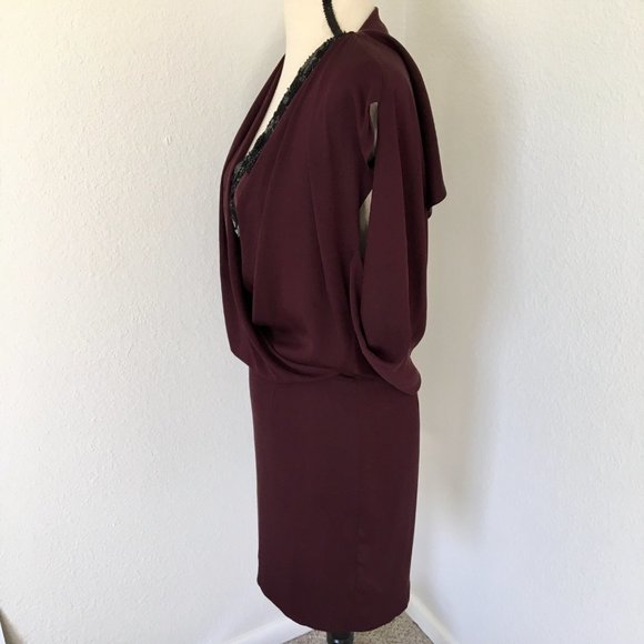 Robert Rodriguez runway stretch silk plum blouson draped back dress - Picture 10 of 13